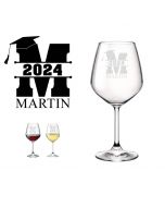 Graduation gift personalised wine glasses.