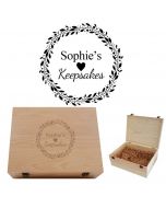 Luxury hard wood keepsake boxes with floral design and love heart.