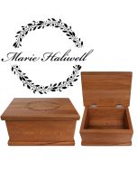 New Zealand Rimu wood keepsake boxes with engraved floral border and any name.