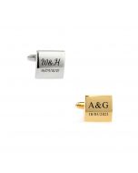 Wedding cufflinks with initials and date engraved