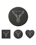 Personalised slate coasters with stag design