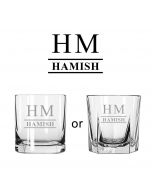 Whiskey glass personalised with name and initials