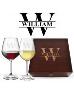 Personalised crystal wine glasses luxury box sets.