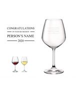 Personalised crystal wine glass for retirement gifts
