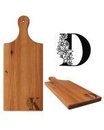 New Zealand Rimu wood serving platter boards engraved with a flower themed initial design.