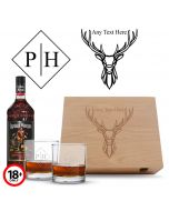 Personalised rum gift box with stag design for men