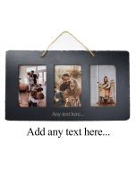 Personalised slate photo frame engraved with any text