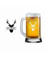 Stag head beer glass with name engraved