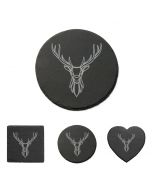 Slate coasters with stag design