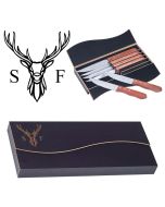 Personalised steak knife gift sets engraved stag head and initials.