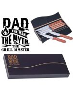 Steak knife gift sets engraved Dad the man the myth the grill master
