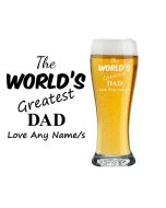 Beer glass with the world's greatest dad design