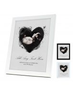 Personalised ultrasound photo frame with love heart water colour effect.