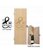 Wedding and anniversary bottle gift boxes with personalised design.