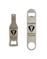 Personalised stainless steel bottle opener for weddings