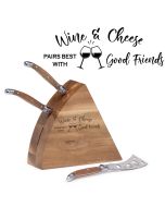 Wine and cheese pairs best with good friend cheese knife gift set