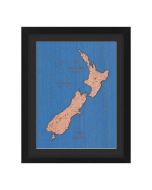 Framed wooden map of New Zealand and it's oceans