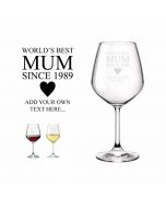 Personalised crystal wine glass for the world's best Mum