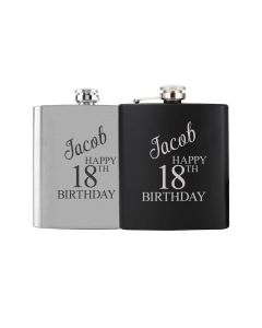 18th birthday gift personalised hip flasks.