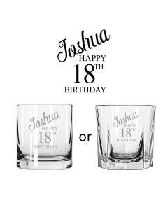 Happy 18th birthday personalised whiskey glass