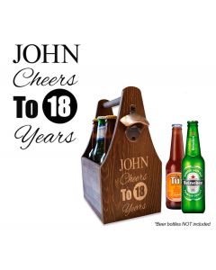 Cheers to 18 years personalised birthday gift beer caddy