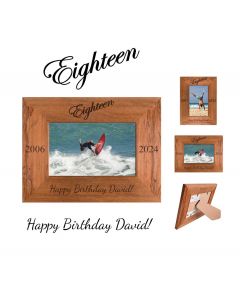Engraved Rimu wood picture frames for 18th birthday gifts