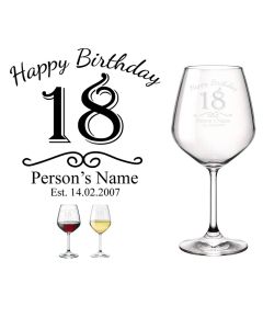 Personalised wine glasses for 18th birthday gifts