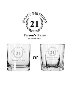 21st Birthday gift personalised whiskey glass