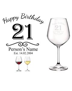 21st birthday gift personalised wine glasses
