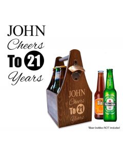 Cheers to 21 years personalised birthday gift beer caddy