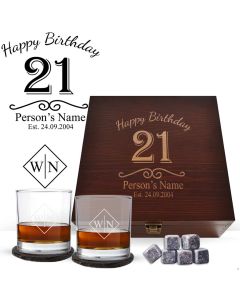 21st birthday whiskey glasses box sets personalised