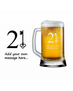 Birthday gift beer glass with 21st key design