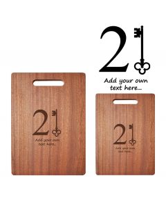 21st Birthday key personalised wood chopping boards