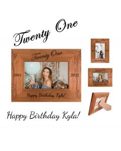 Personalised Rimu wood photo frame for 21st birthdays