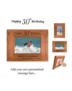 30th birthday engraved wood photo frames.