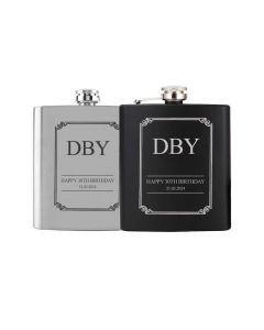 Personalised hip flasks for 30th birthday gift