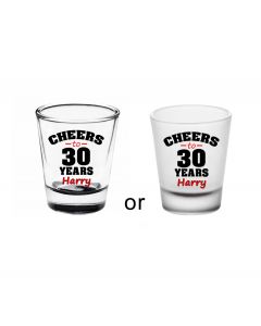 Personalised shot glasses for 30th birthday gifts