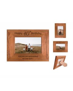 40th birthday engraved wood photo frames.