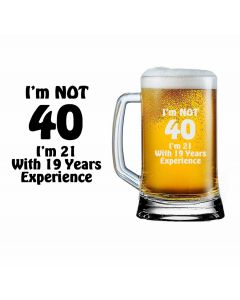 Funny 40th birthday beer glass for men in New Zealand.