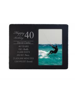 Personalised 40th birthday photo frame with timeline design.