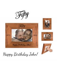 Personalised Rimu wood photo frame for 50th birthdays