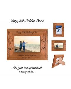 Personalised Rimu wood photo frame for 50th birthday presents