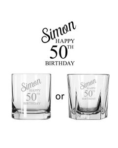 Happy 50th birthday present whiskey glasses