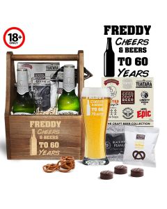 60th birthday cheers and beer caddy gift set