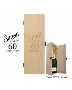 Personalised 60th birthday gift boxes for bottles of spirits, wine or Champagne.