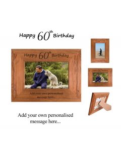 60th birthday engraved wood photo frames.