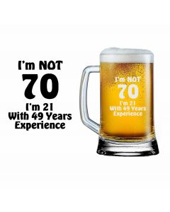 Funny 70th birthday gift beer glasses.
