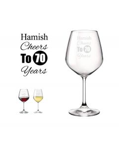 Cheers to 70 years personalised birthday gift wine glass