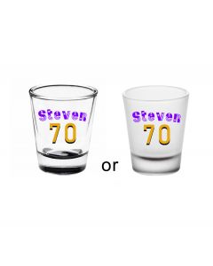 70th birthday gift personalised shot glasses