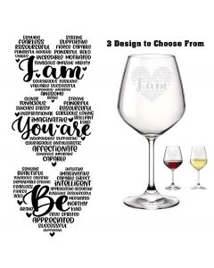 Love Heart Affirmation Crystal Wine Glasses